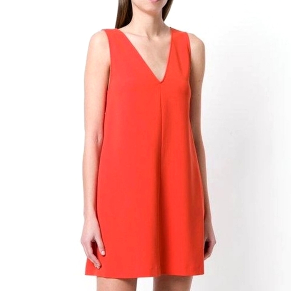 Theory Red Admiral Crepe V-Neck Shift Dress